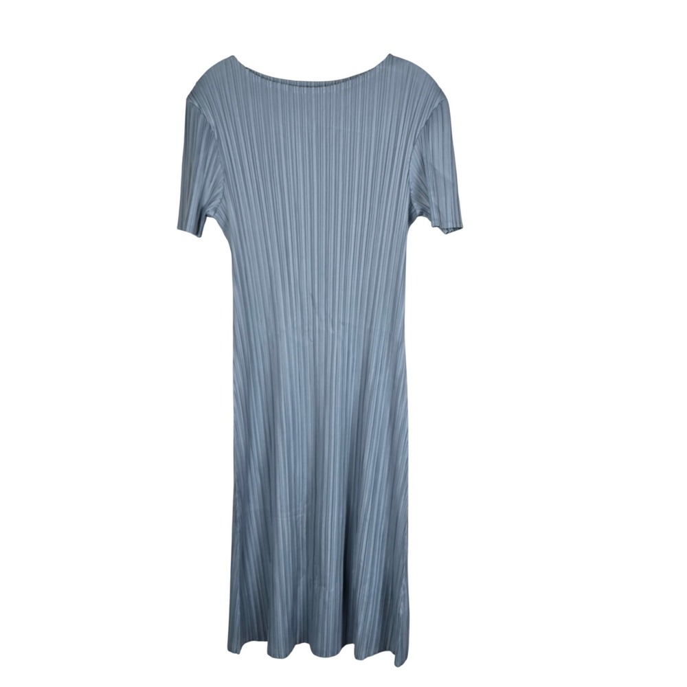 Issey Miyake‎ Pleats Please Blue Short Sleeve Midi Dress Size 1 Authentic Japan